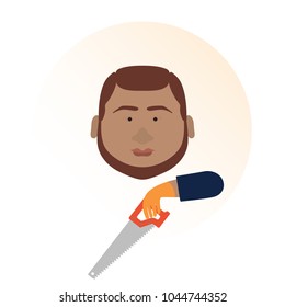 Vector illustration of professional carpenter icon. Cartoon style isolated on white background.