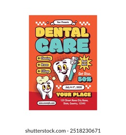 Vector Illustration of Professional Dental Care, Dental Care Flyers Template, Dental Care Clinic, Medical Care Health Flyer