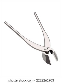 Vector Illustration of Professional grade 280 mm branch cutter straight edge cutter bonsai tools Alloy Steel isolated on white background. Gardening hand tools