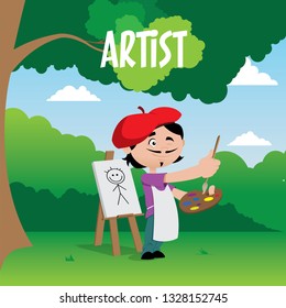Vector illustration of a professional man artist