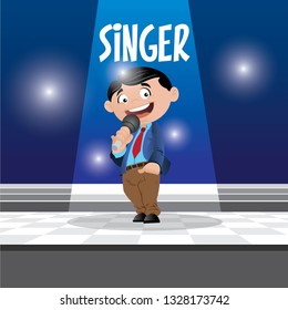 Vector illustration of a professional man singer