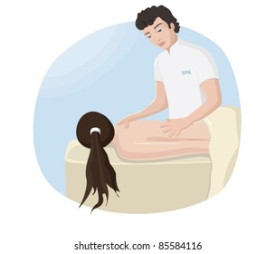 vector illustration of professional massage at the spa.