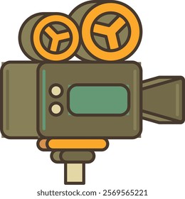 Vector illustration of a professional movie camera, perfect for showcasing film production, cinematic technology, and the art of filmmaking, highlighting industry expertise and creativity