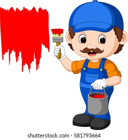 vector illustration of Professional painter cartoon