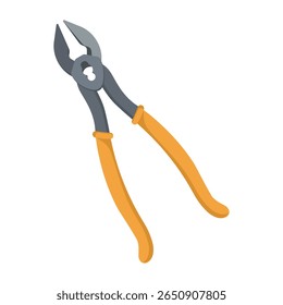 Vector illustration of professional plumber’s pliers tool isolated on white background, durable and precise hand tool for plumbing repair, maintenance, construction, handyman work, labor day