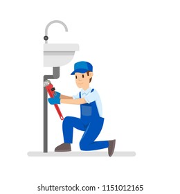 Vector illustration of professional plumbers