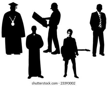 vector illustration of professional silhouettes