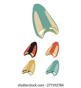 vector illustration of professional swimming equipment set in flat design style