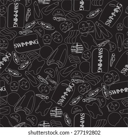 vector illustration of professional swimming equipment seamless pattern in flat design style