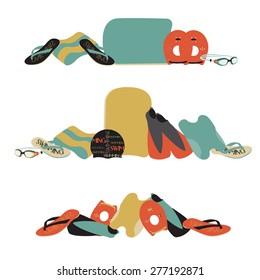 vector illustration of professional swimming equipment set in flat design style