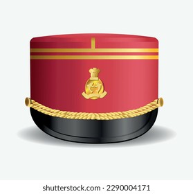 Vector illustration professional uniform. Old indian policeman cap isolated on white background
