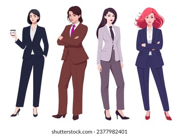 Vector illustration of professional women leaders in business suits