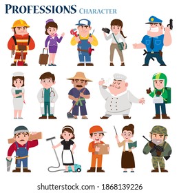 Vector illustration of Professions cartoon Character.  Job collection