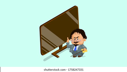 Vector illustration of a Professor at the blackboard