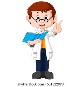vector illustration of Professor cartoon holding book