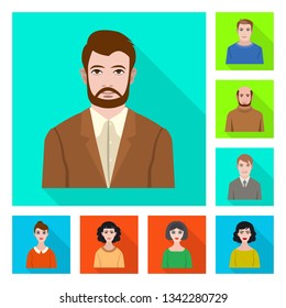 Vector illustration of profile and portrait icon. Set of profile and profession  stock vector illustration.