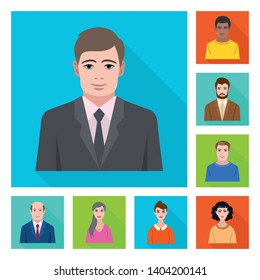 Vector illustration of profile and portrait icon. Collection of profile and profession  stock symbol for web.