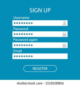 Vector illustration of a profile registration window on a site