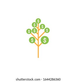 vector illustration of a profitable money tree, Money tree full of dollars