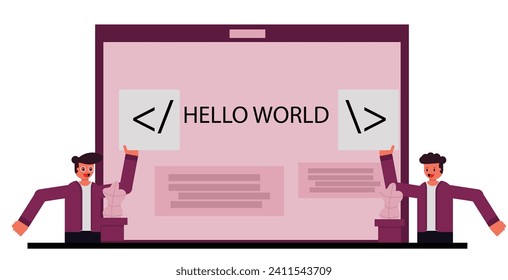 A vector illustration of programming Hello World