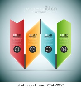 Vector illustration of progress ribbon step infographic elements.