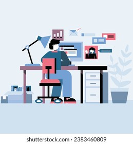 The Vector Illustration Progressive Work From Home" visually represents the concept of modern and evolving remote work