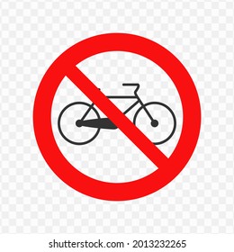 Vector illustration of prohibited for bicycle icon in dark color and transparent background(png)