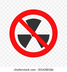 Vector illustration of prohibited for nuclear icon in dark color and transparent background(png)