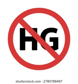 A vector illustration of a prohibited sign featuring the letters 'h' and 'g' within a
