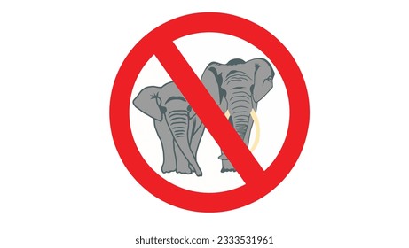 vector illustration prohibited sign warning sign do not hunt wildlife, no hunting elephants in wildlife area