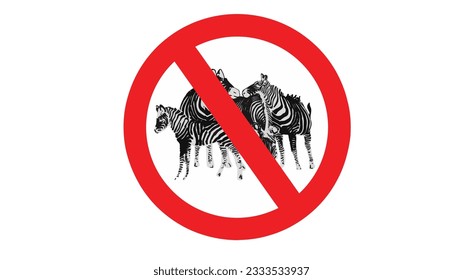 vector illustration prohibited sign warning sign no hunting wild animals prohibited hunting zebra in wildlife area