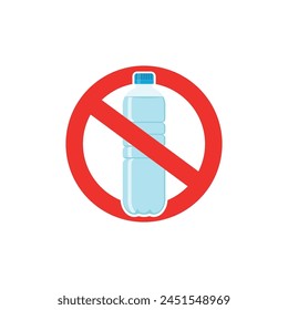 Ilustración vectorial del uso prohibido de diseños de botellas de plástico mineral.