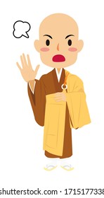 Vector illustration of prohibiting Japanese Buddhist monk in formal dress. Buddha. Spiritual. Buddhism.