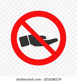 Vector illustration of prohibition of begging icon in dark color and transparent background(png)