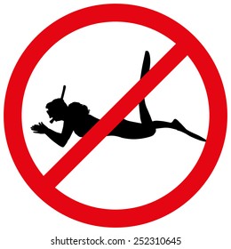 Vector illustration of a prohibition of diving on white background.