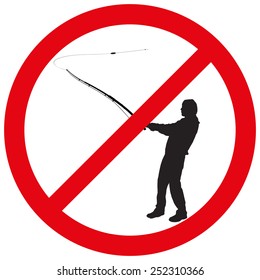 Vector illustration of a prohibition of fishing.