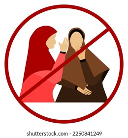 Vector illustration: Prohibition of Gossiping and Backbiting in Islam