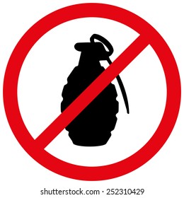 Vector illustration of a prohibition of grenade.