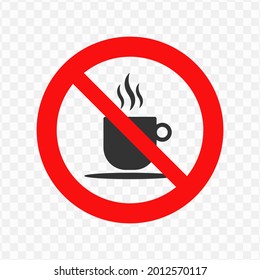 Vector illustration of prohibition for hot drinks icon in dark color and transparent background(png)