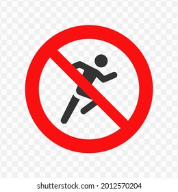 Ilustración vectorial de la prohibición de ejecutar icono en color oscuro y fondo transparente (png)