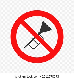 Vector illustration of prohibition to sound the trumpet icon in dark color and transparent background(png)