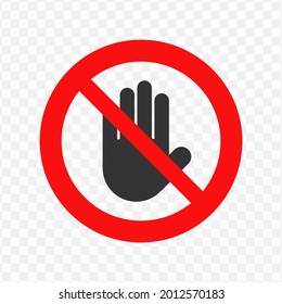 Vector illustration of prohibition to stop icon in dark color and transparent background(png)