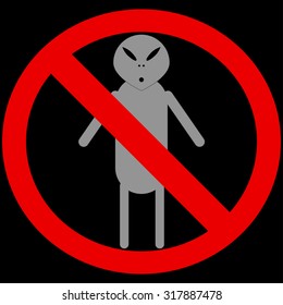 Vector illustration with prohibitory sign for aliens.