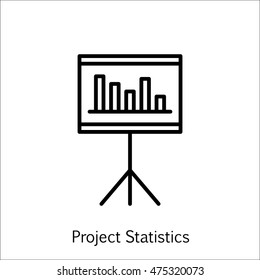 Vector Illustration Of Project Management Icon On Statistics And Management In Trendy Flat Style. Project Management Isolated Icon For Web, Mobile And Infographics Design, Eps10.