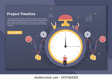Vector illustration Project timeline with landing page concept. Deadline, project time limit, task due dates concept. Flat style design modern 