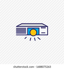 Ilustración vectorial de la línea de color del icono del proyector. También se puede utilizar como elemento icono de presentación un bonito elemento de cocina.