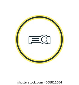 Vector Illustration Of Projector Outline. Beautiful Hardware Element Also Can Be Used As Floodlight Element.
