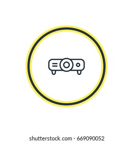Vector Illustration Of Projector Outline. Beautiful Cinema Element Also Can Be Used As Slideshow Element.