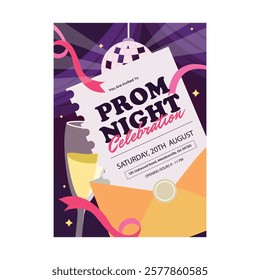 Vector illustration of prom night flyer poster template design