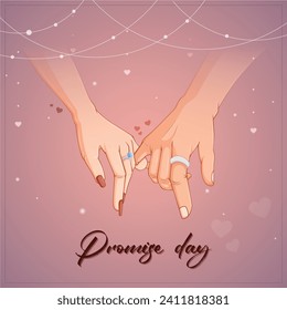 Vector illustration Promise Day Valentine’s Day editable post template